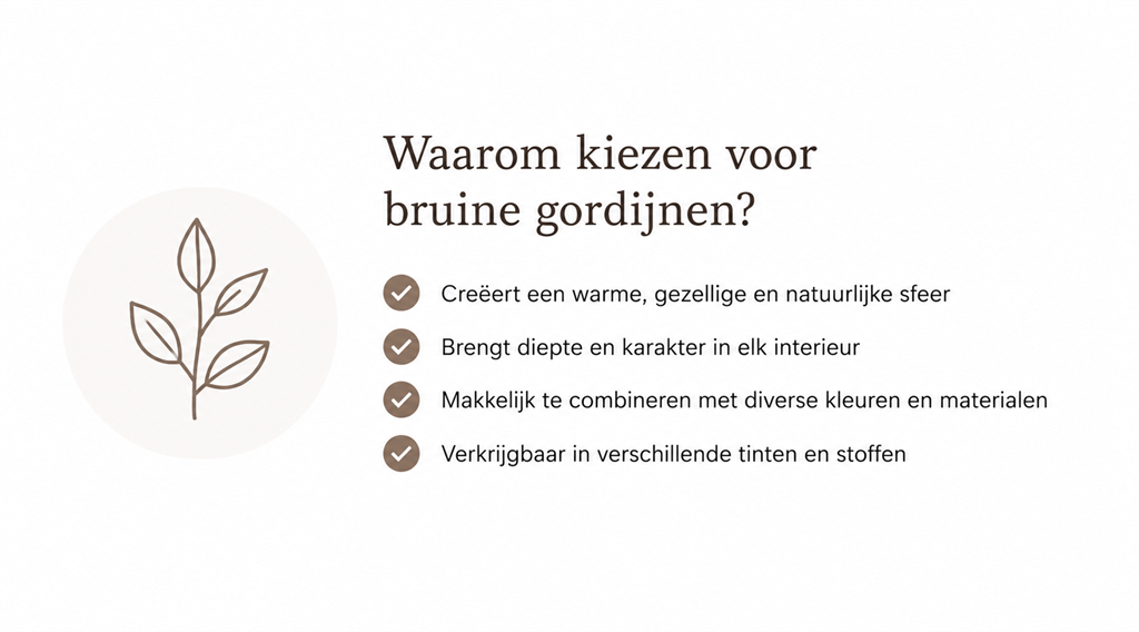 Tekstvak bruine gordijnen